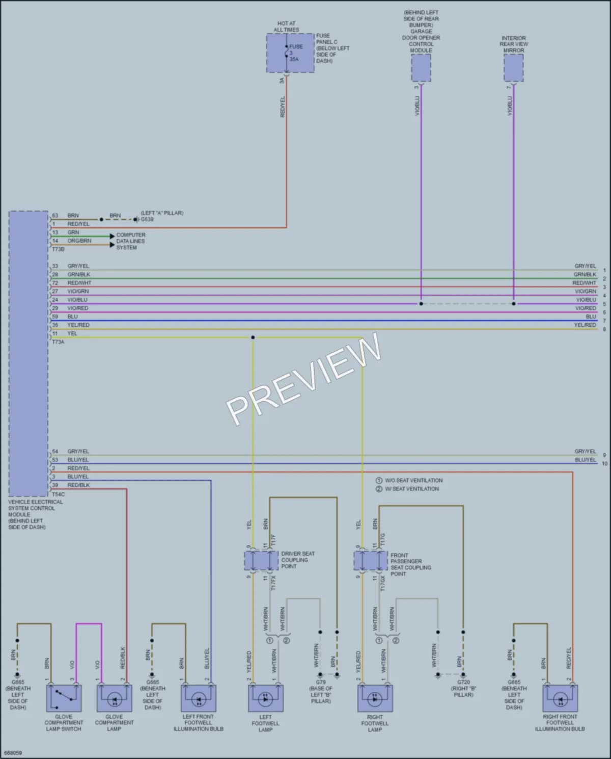 2019 Audi A8L Interior Lights wiring diagram preview