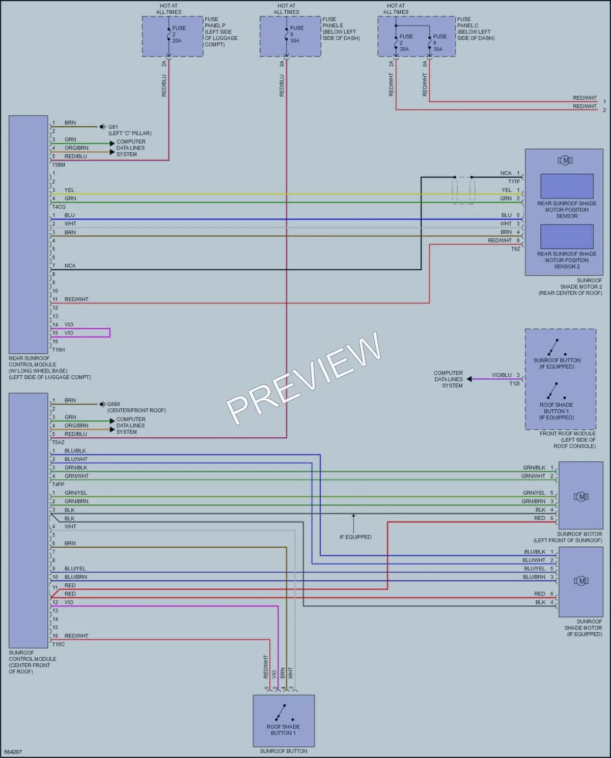 2019 Audi A8L Power Top Sunroof wiring diagram preview