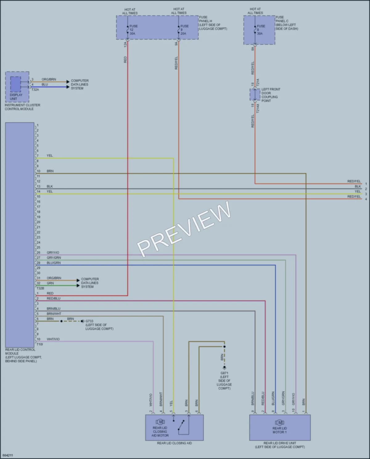2019 Audi A8L Trunk Tailgate Fuel Door wiring diagram preview