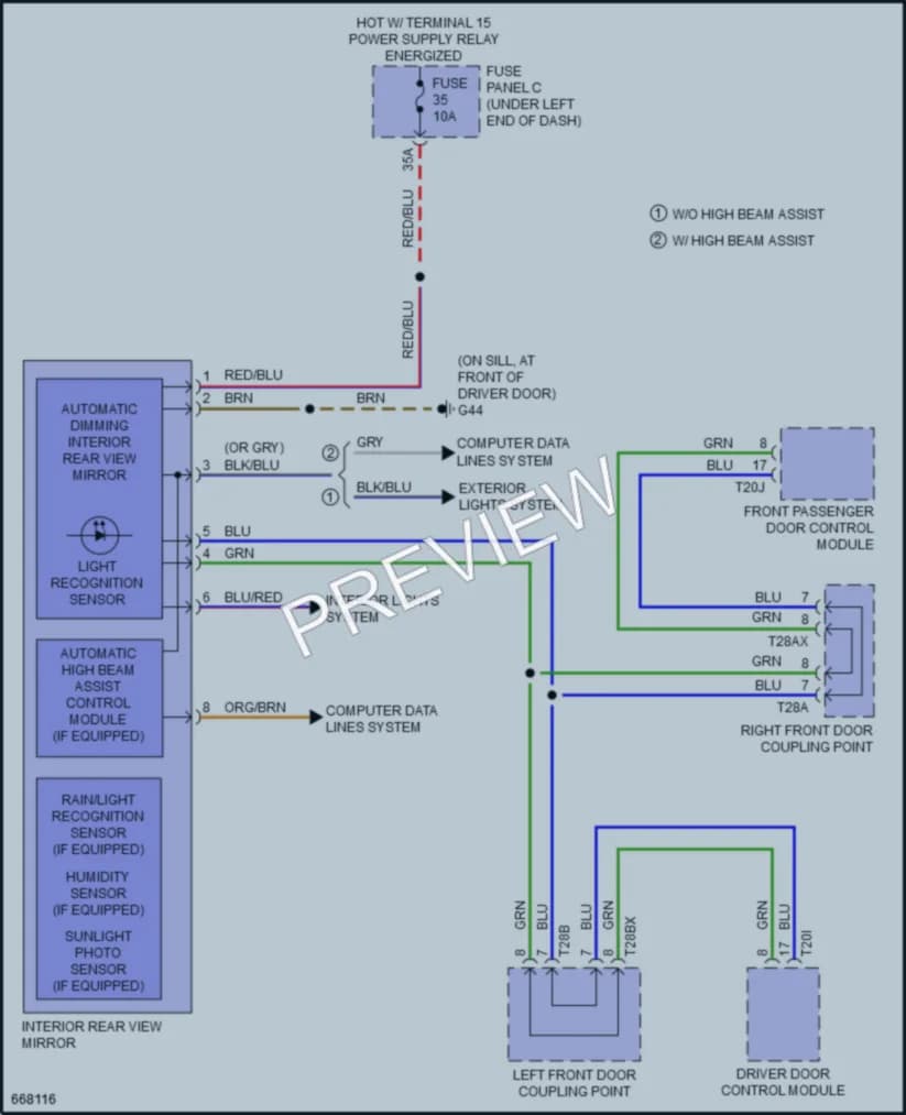 2019 Audi Q3 Power Mirrors wiring diagram preview