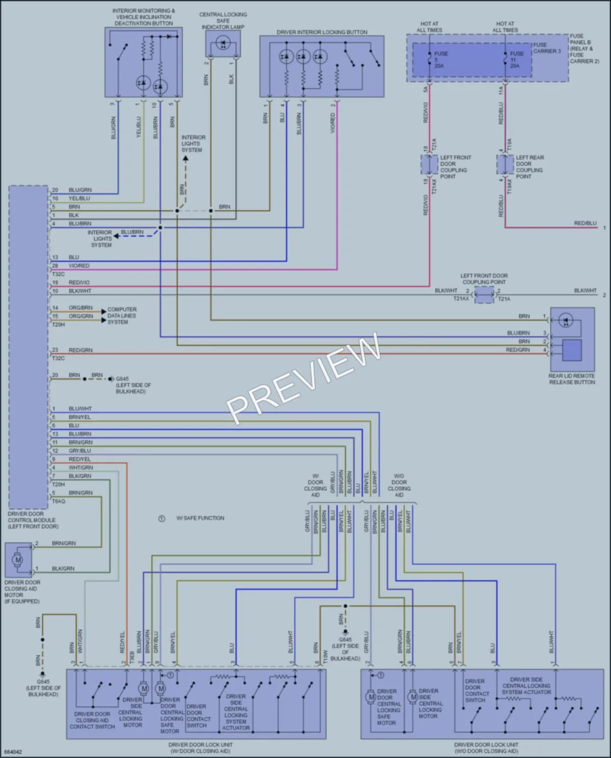 2019 Audi Q7 Power Door Locks wiring diagram preview