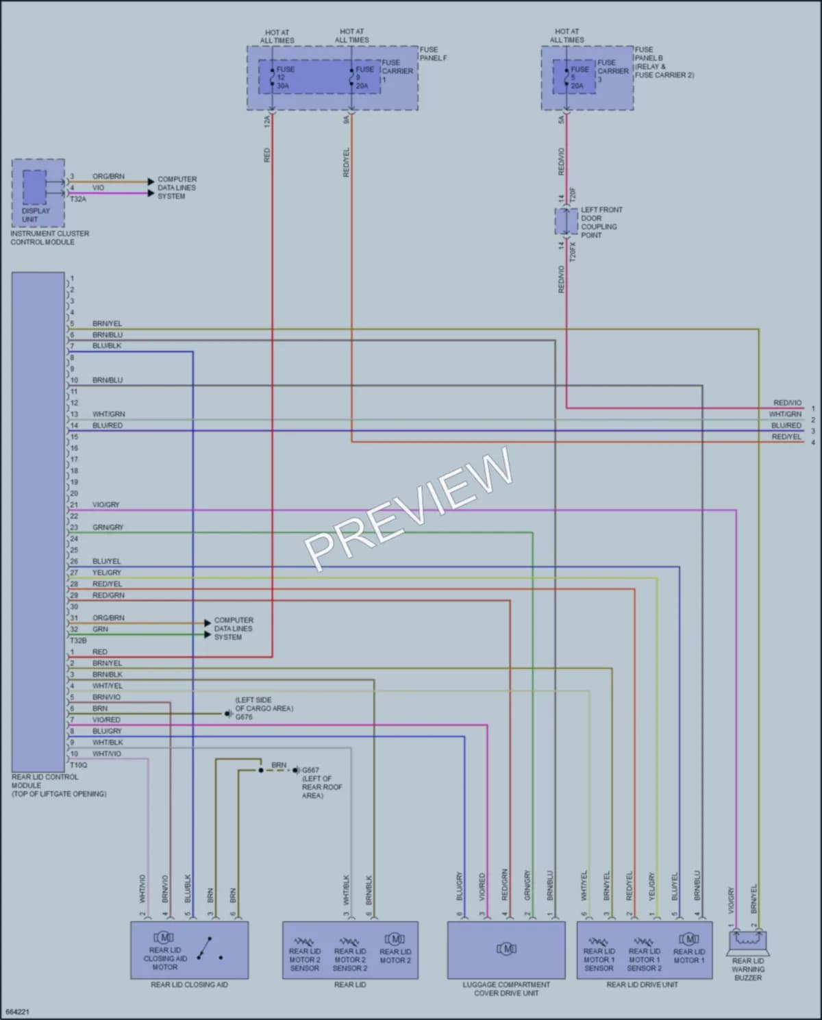2019 Audi Q7 Trunk Tailgate Fuel Door wiring diagram preview