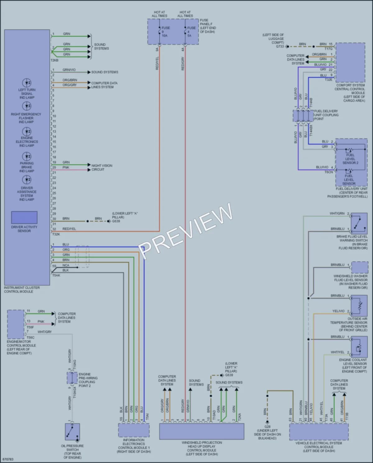 2019 Audi Q8 Instrument Cluster wiring diagram preview