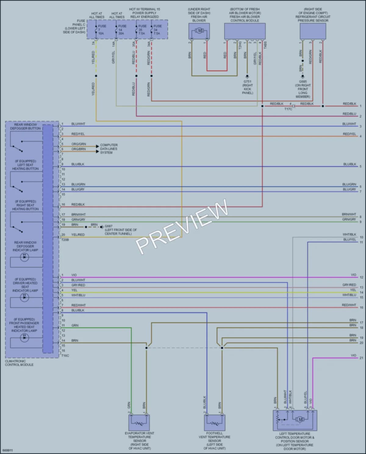 2019 Audi RS3 Air Conditioning wiring diagram preview