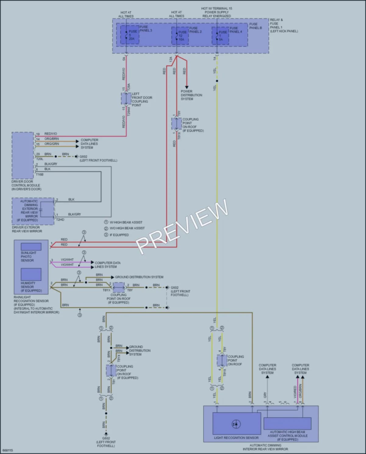 2019 Audi RS5 Power Mirrors wiring diagram preview