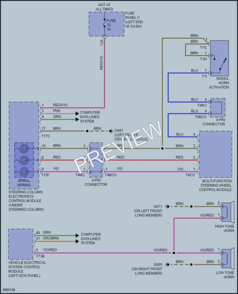 2019 Audi S5 Horn wiring diagram preview