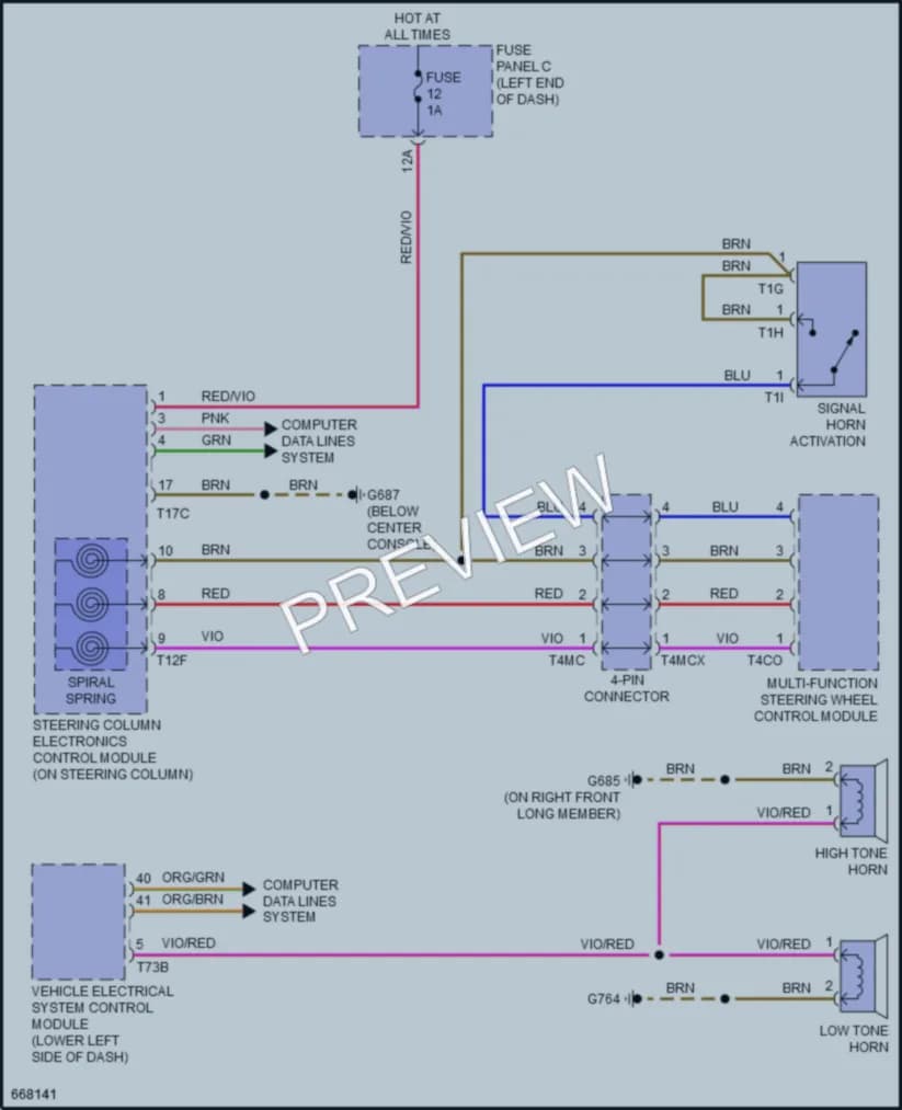 2019 Audi SQ5 Horn wiring diagram preview