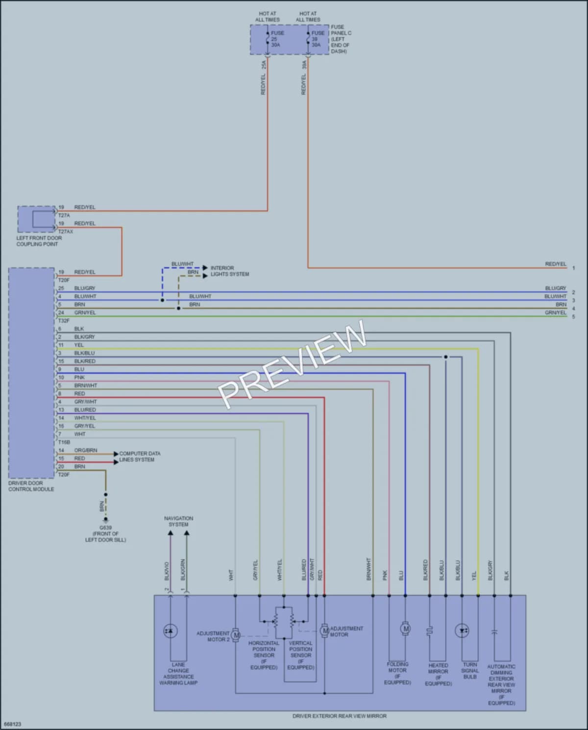 2019 Audi TTS Power Mirrors wiring diagram preview