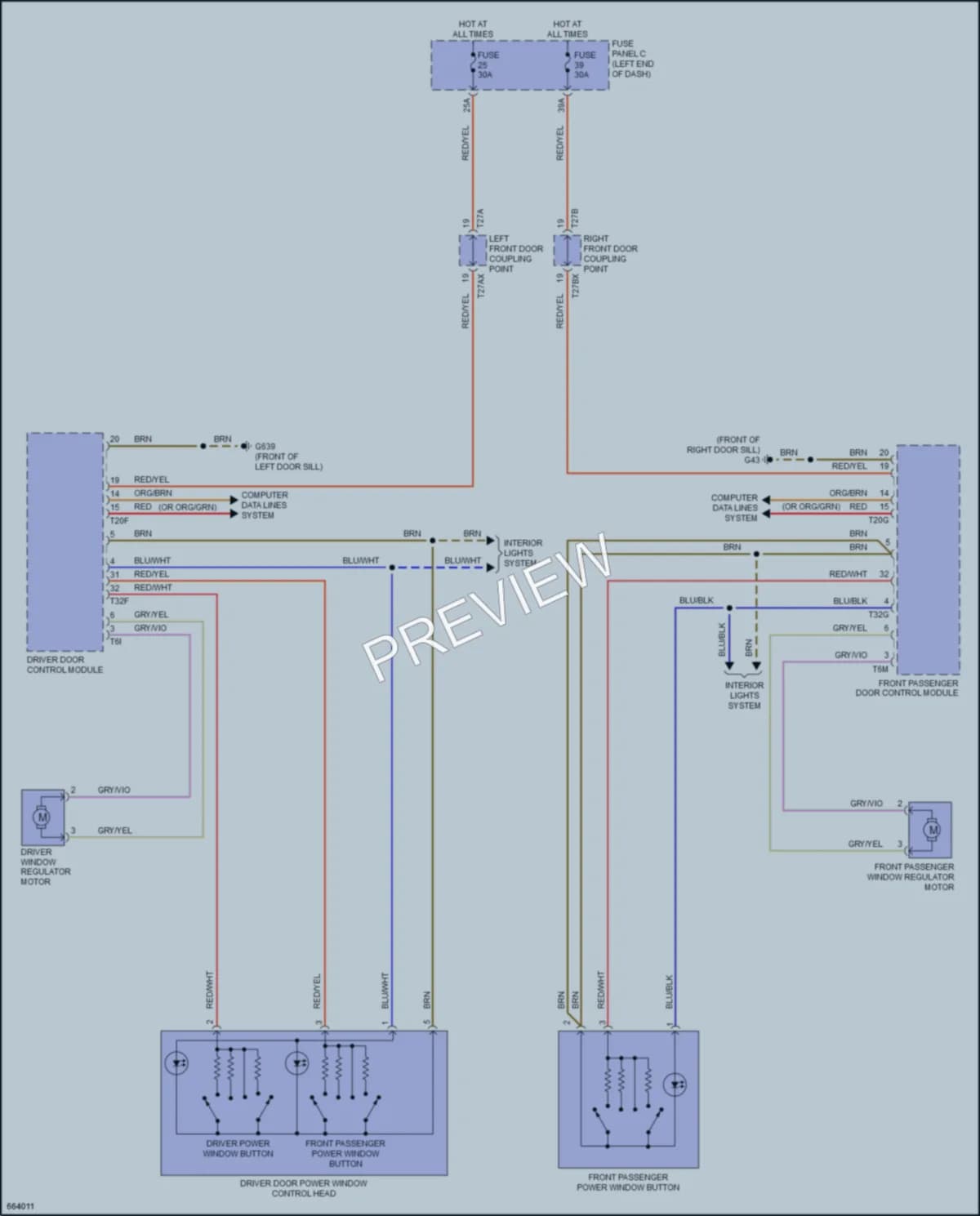 2019 Audi TTS Power Windows wiring diagram preview
