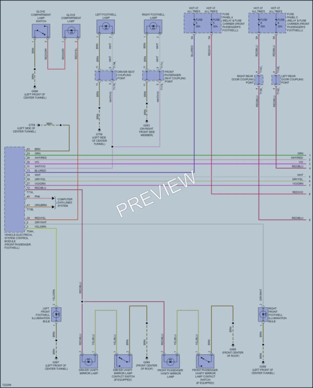 2019 Audi etron Interior Lights wiring diagram preview