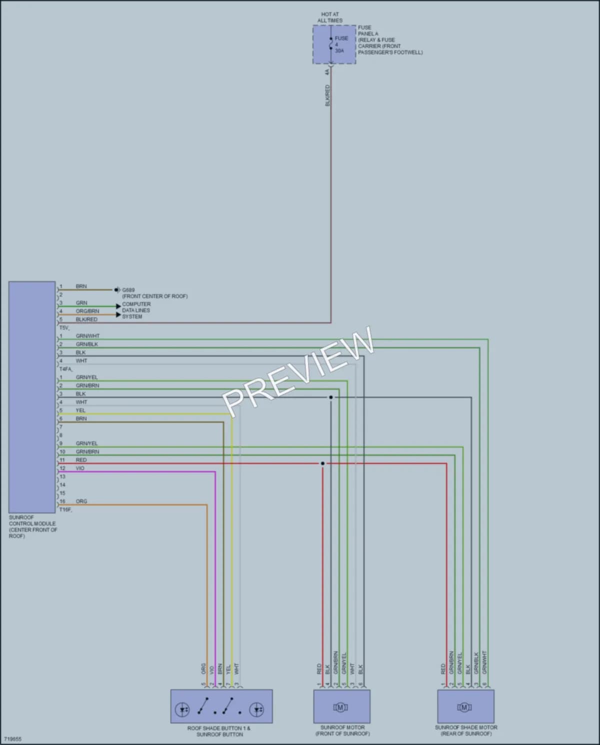 2019 Audi etron Power Top Sunroof wiring diagram preview