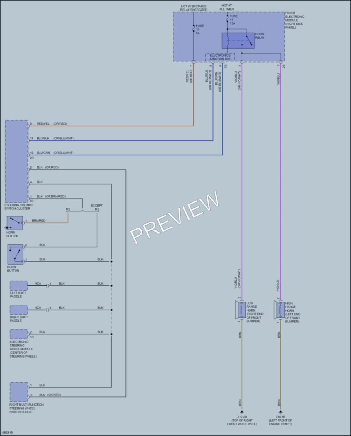 2019 BMW 230i Horn wiring diagram preview