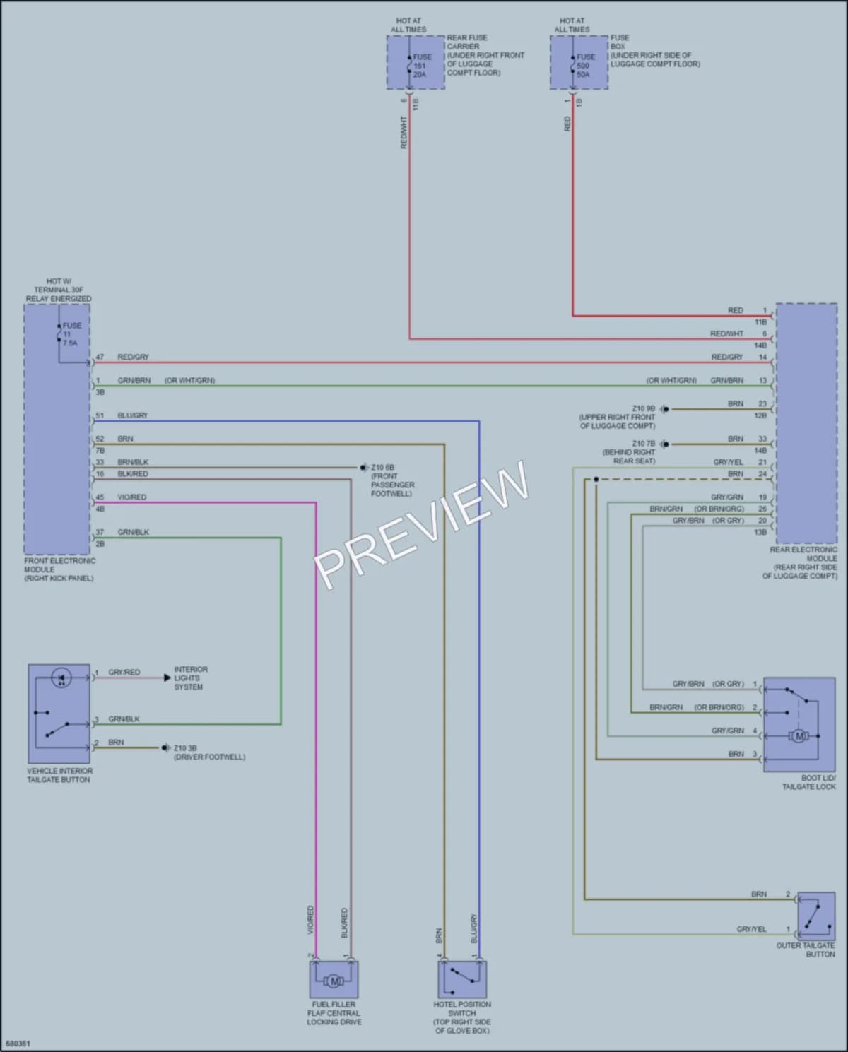 2019 BMW 230i Trunk Tailgate Fuel Door wiring diagram preview
