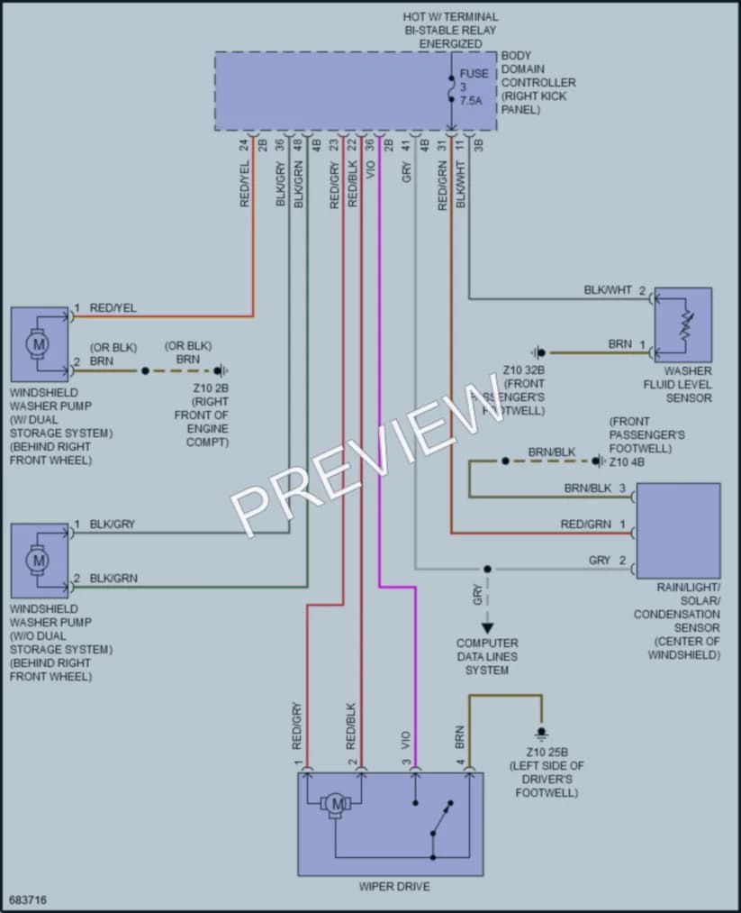 2019 BMW 330i Wiper Washer wiring diagram preview