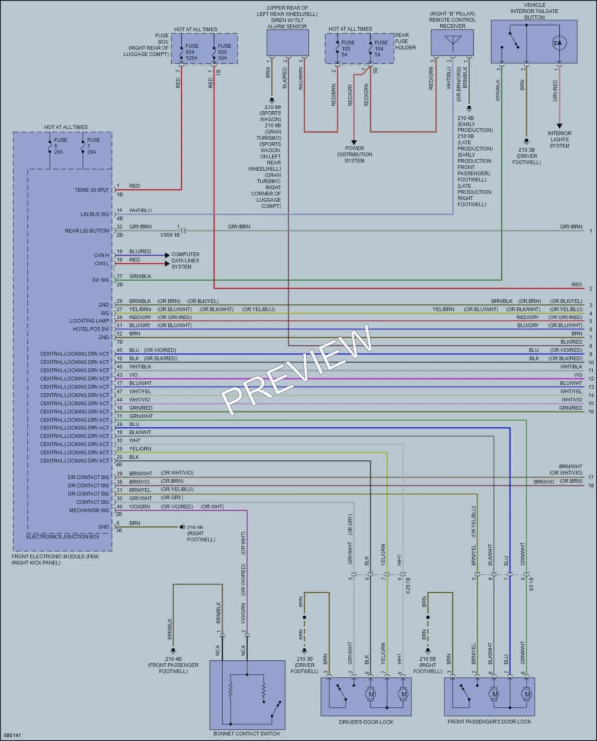2019 BMW 330iGranTurismo Power Door Locks wiring diagram preview