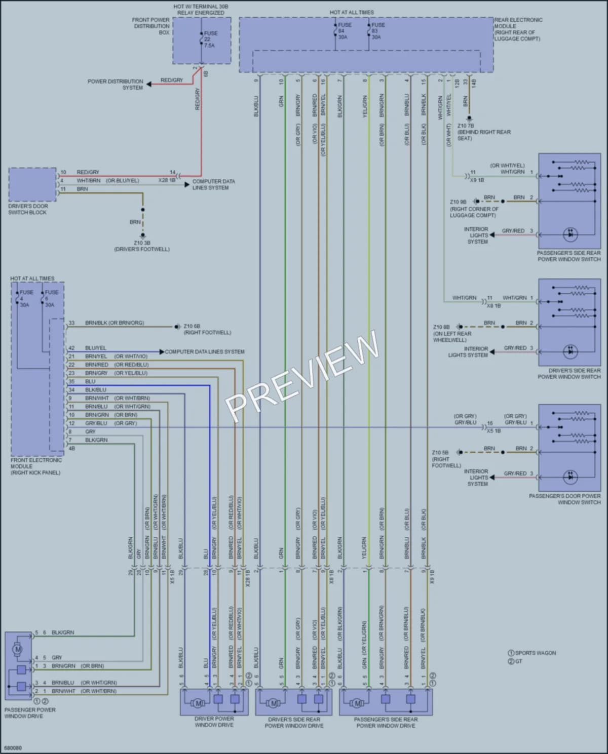 2019 BMW 340iGranTurismo Power Windows wiring diagram preview