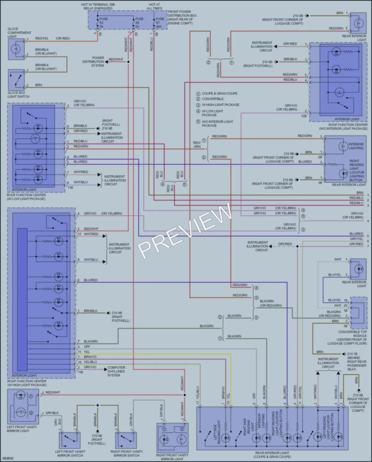 2019 BMW 430iGranCoupe Interior Lights wiring diagram preview