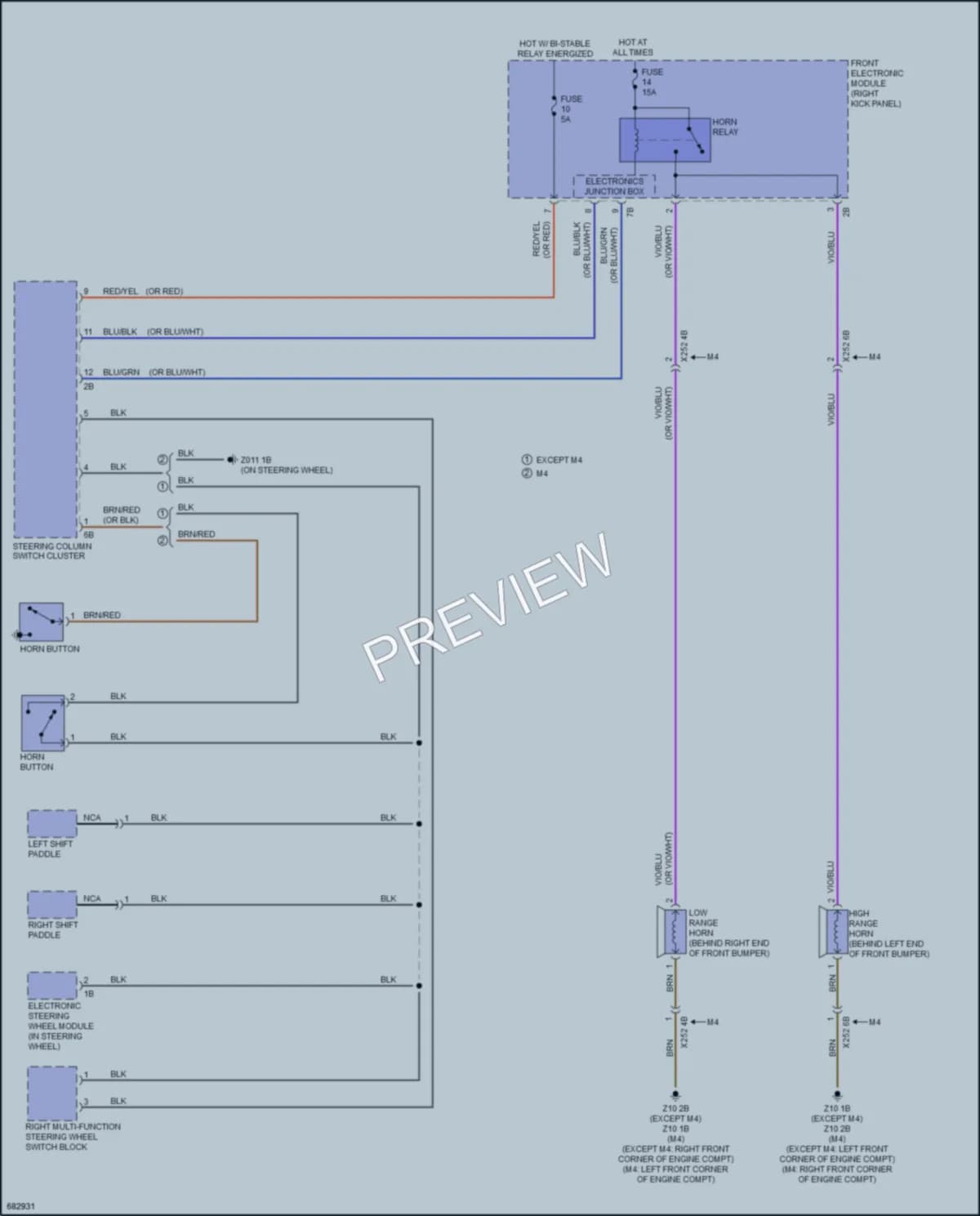 2019 BMW 440i Horn wiring diagram preview