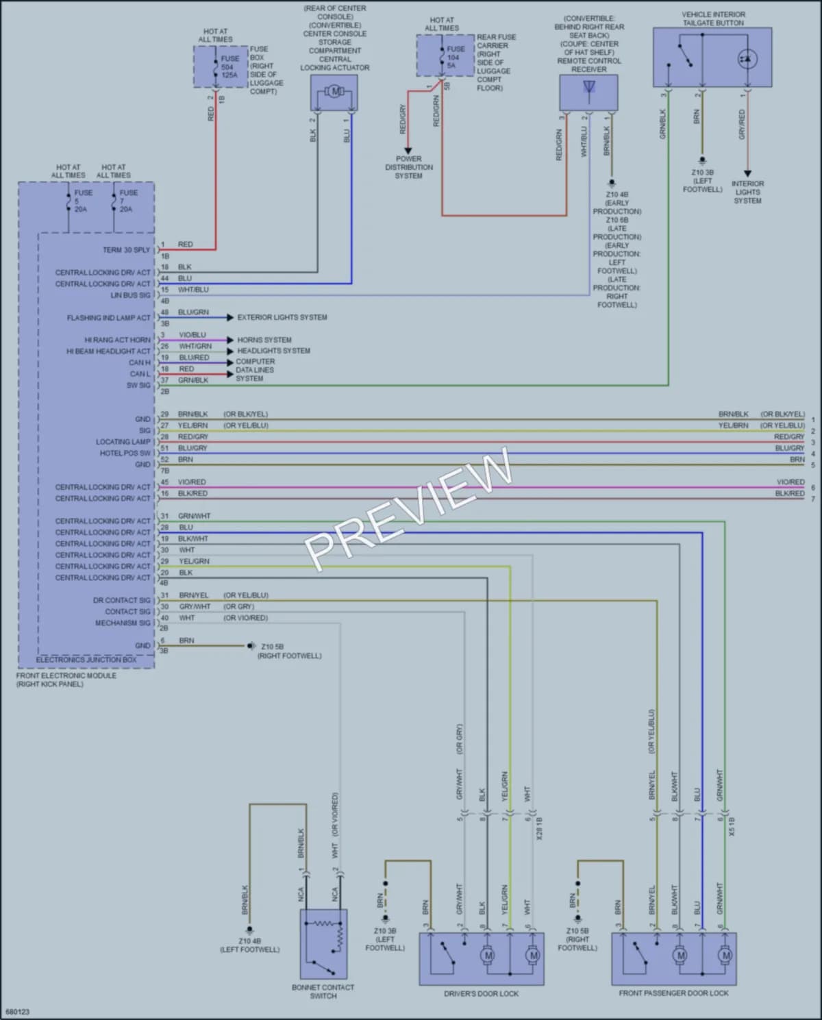 2019 BMW 440i Power Door Locks wiring diagram preview