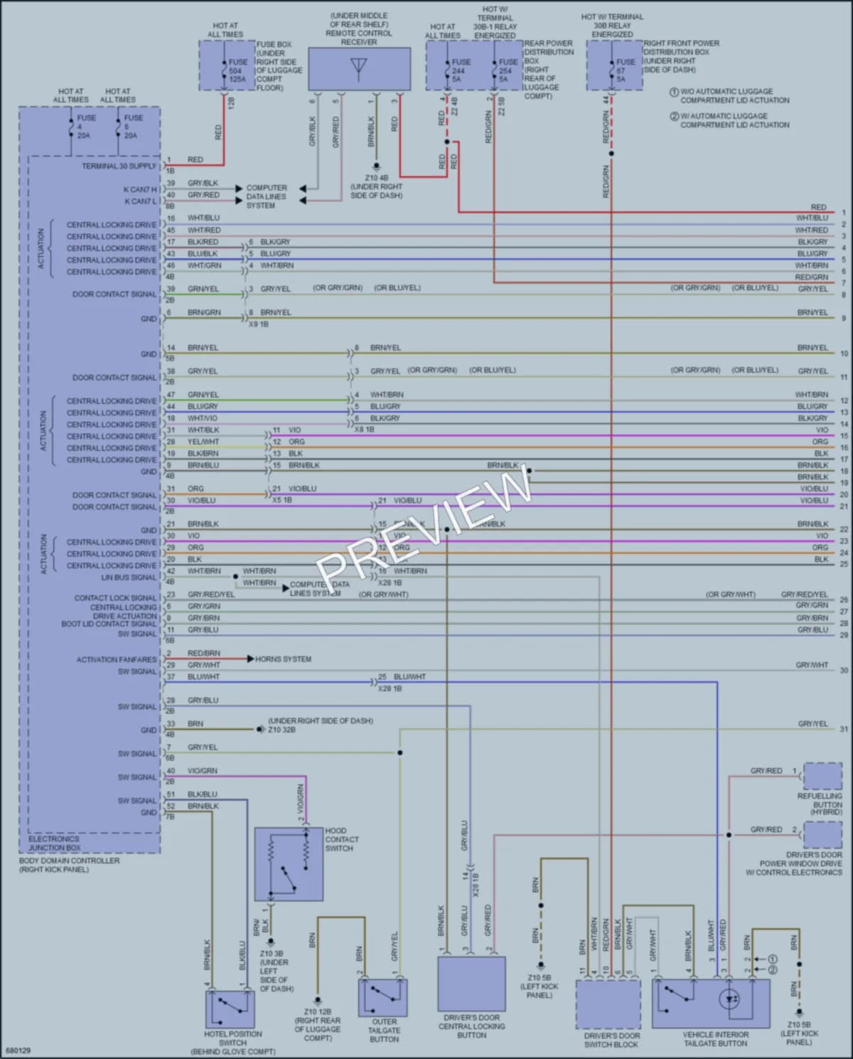 2019 BMW 530i Power Door Locks wiring diagram preview