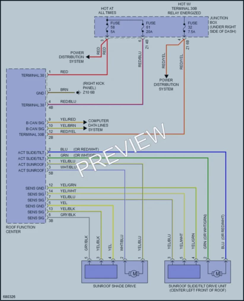 2019 BMW 640iGranCoupe Power Top Sunroof wiring diagram preview