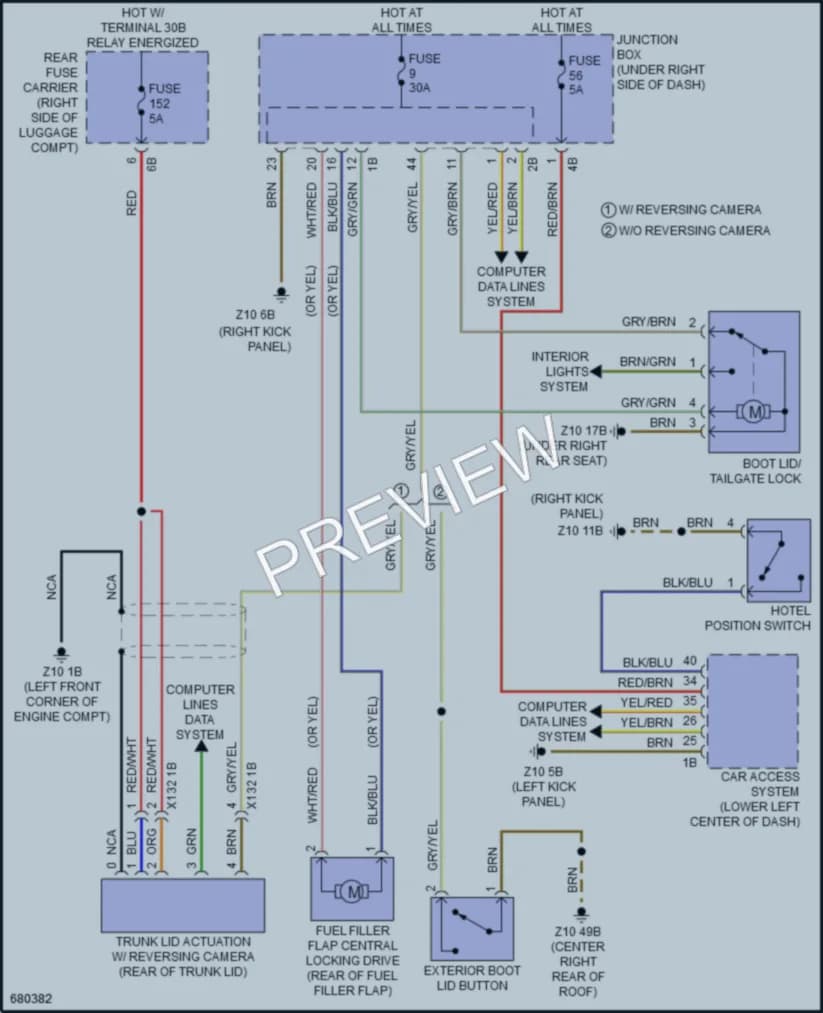 2019 BMW 640iGranCoupe Trunk Tailgate Fuel Door wiring diagram preview