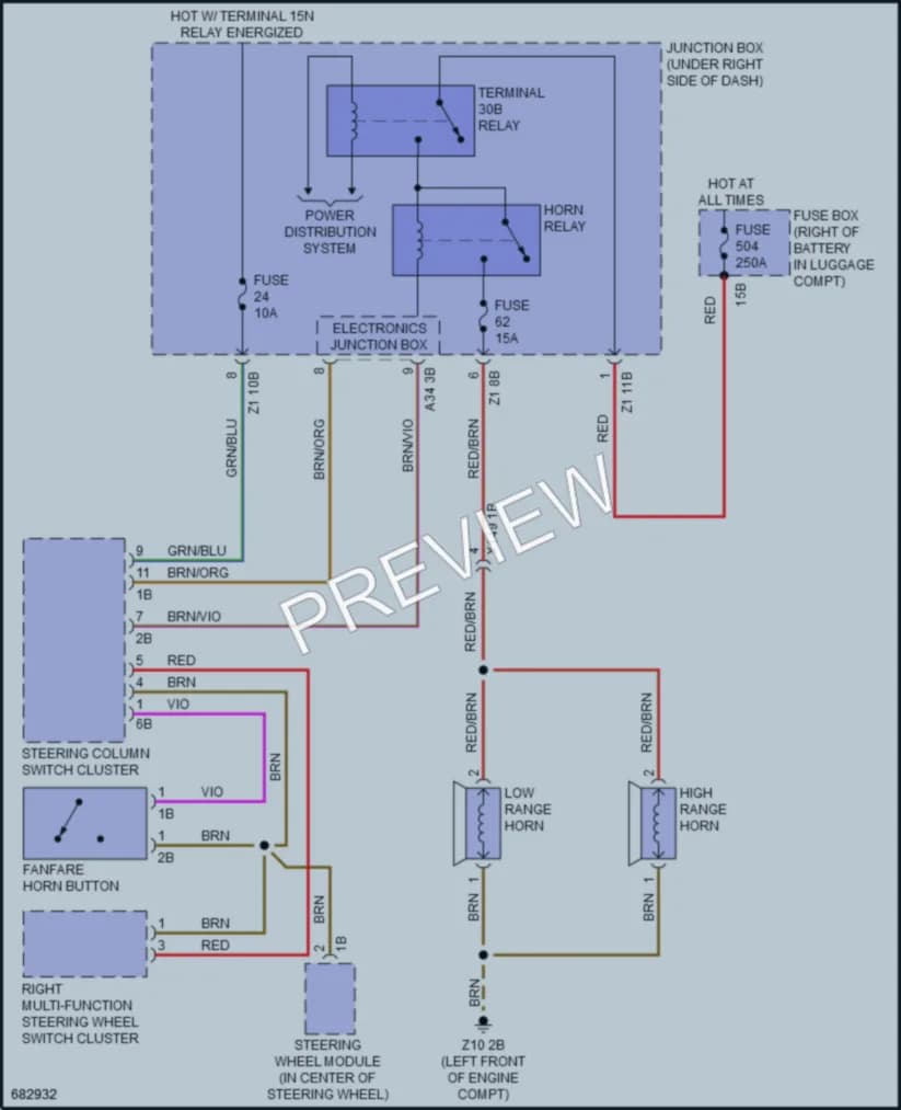 2019 BMW 650iGranCoupe Horn wiring diagram preview