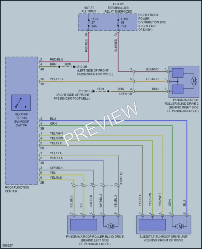 2019 BMW 740i Power Top Sunroof wiring diagram preview