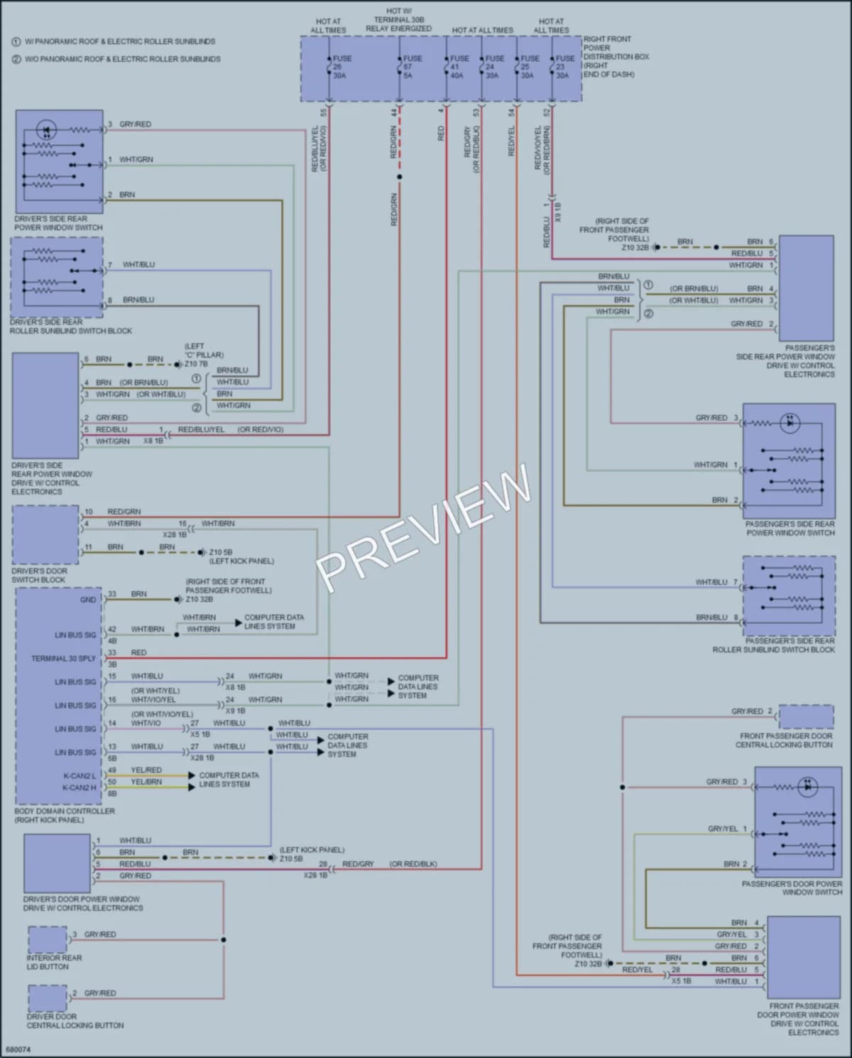 2019 BMW 740i Power Windows wiring diagram preview