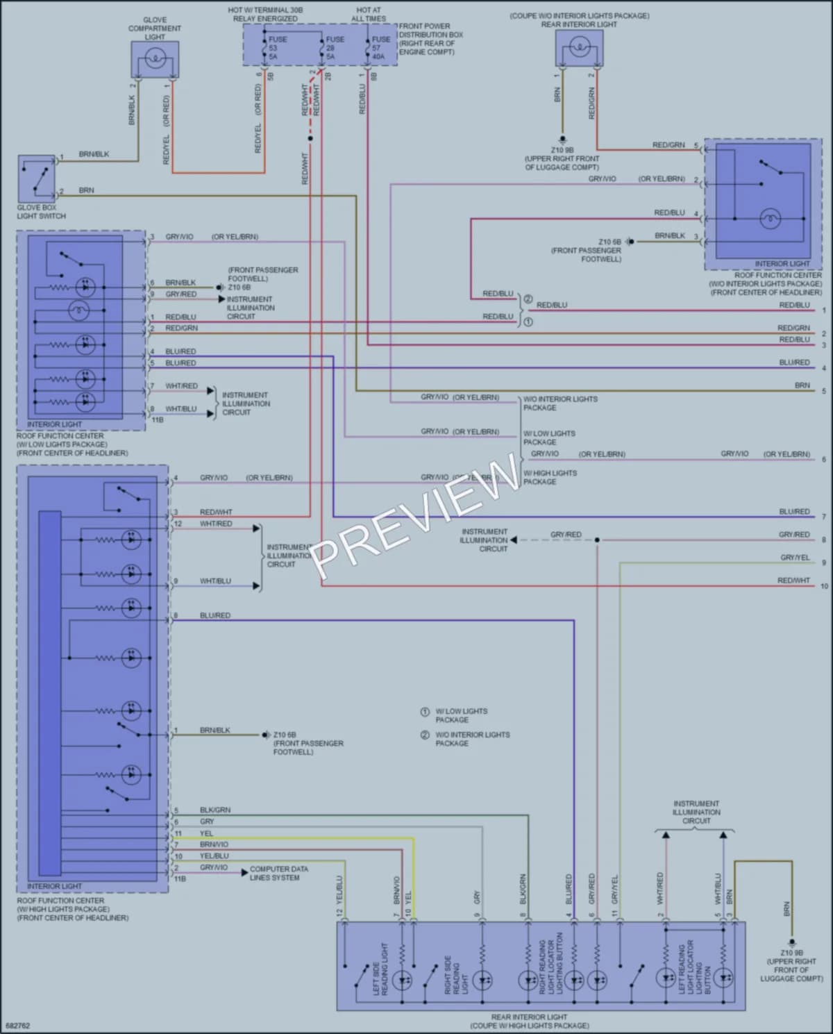 2019 BMW M240i Interior Lights wiring diagram preview