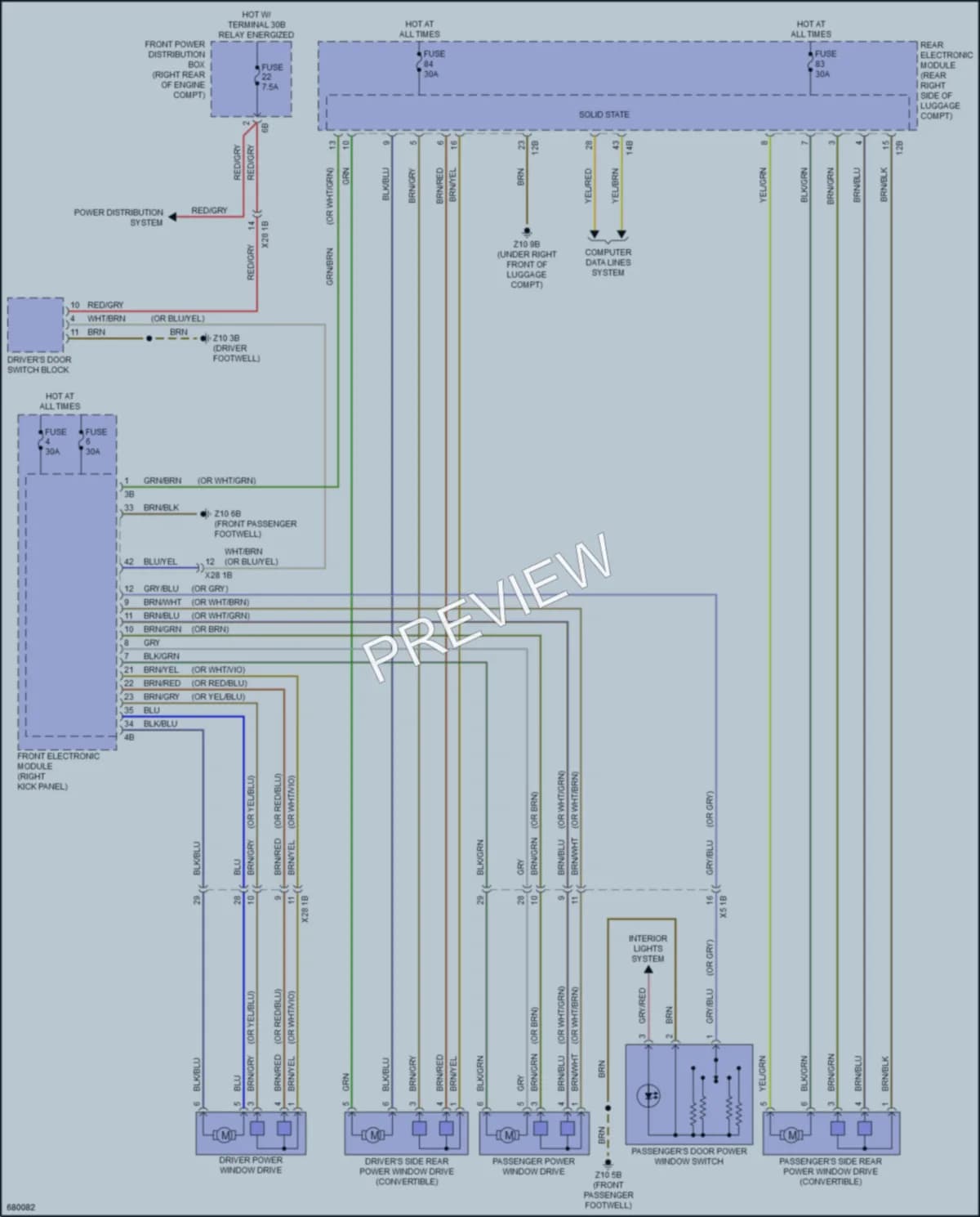 2019 BMW M240i Power Windows wiring diagram preview