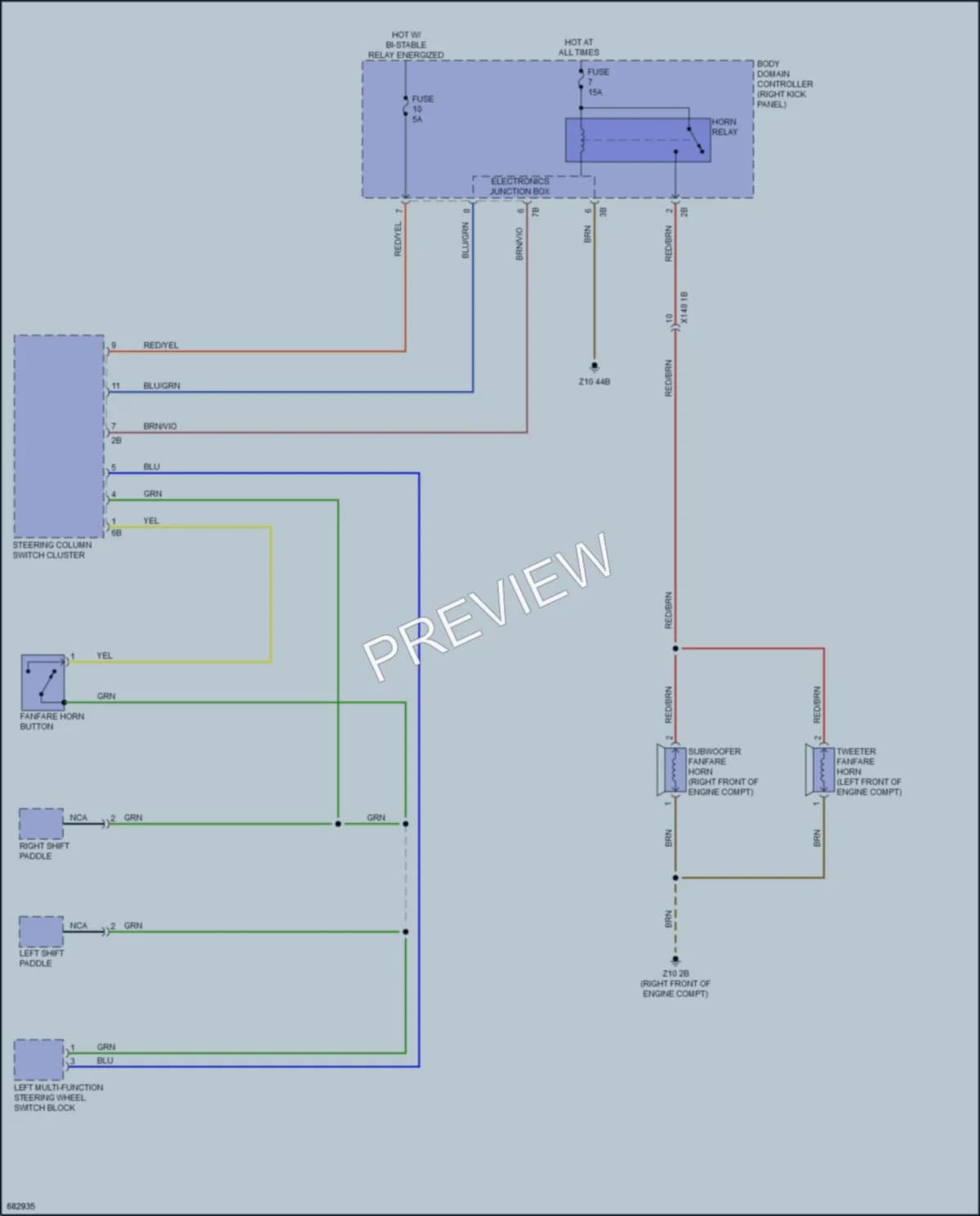 2019 BMW M550i Horn wiring diagram preview
