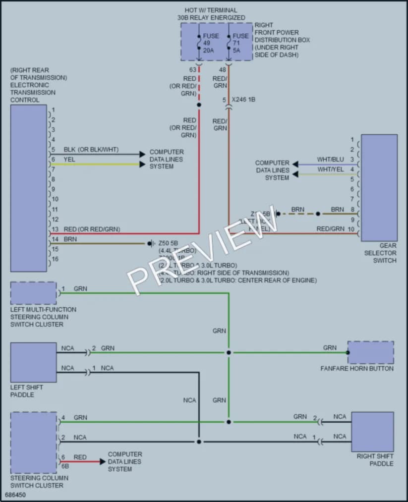 2019 BMW M550i Transmission wiring diagram preview