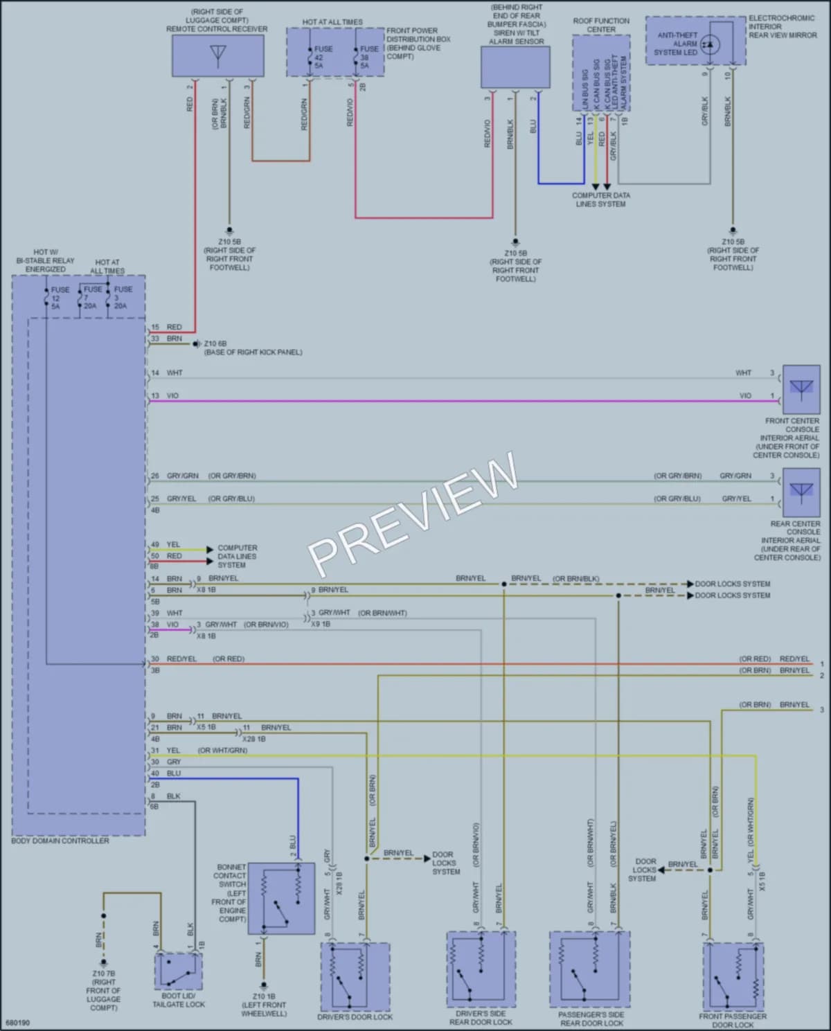 2019 BMW X1 Anti Theft wiring diagram preview