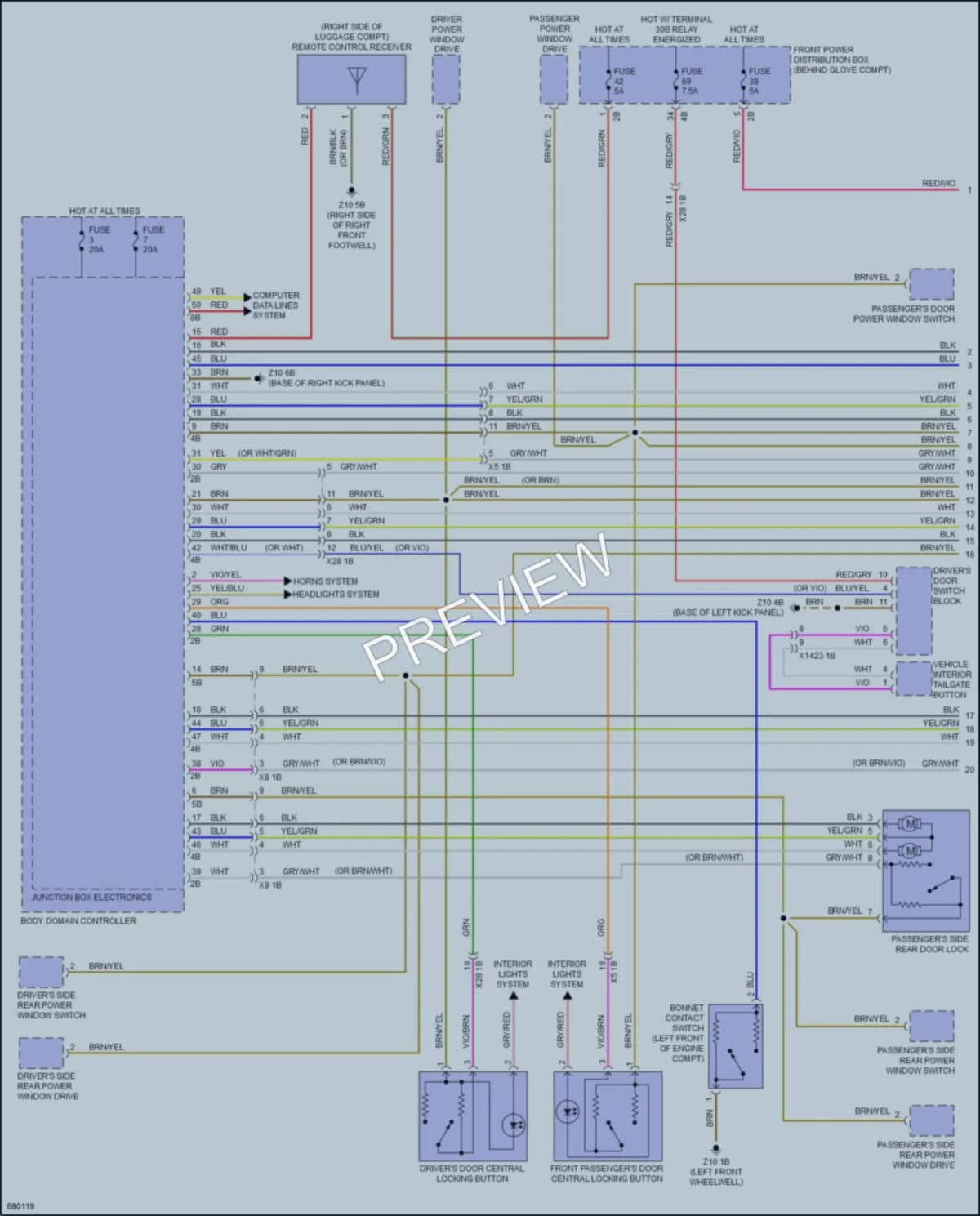 2019 BMW X1 Power Door Locks wiring diagram preview