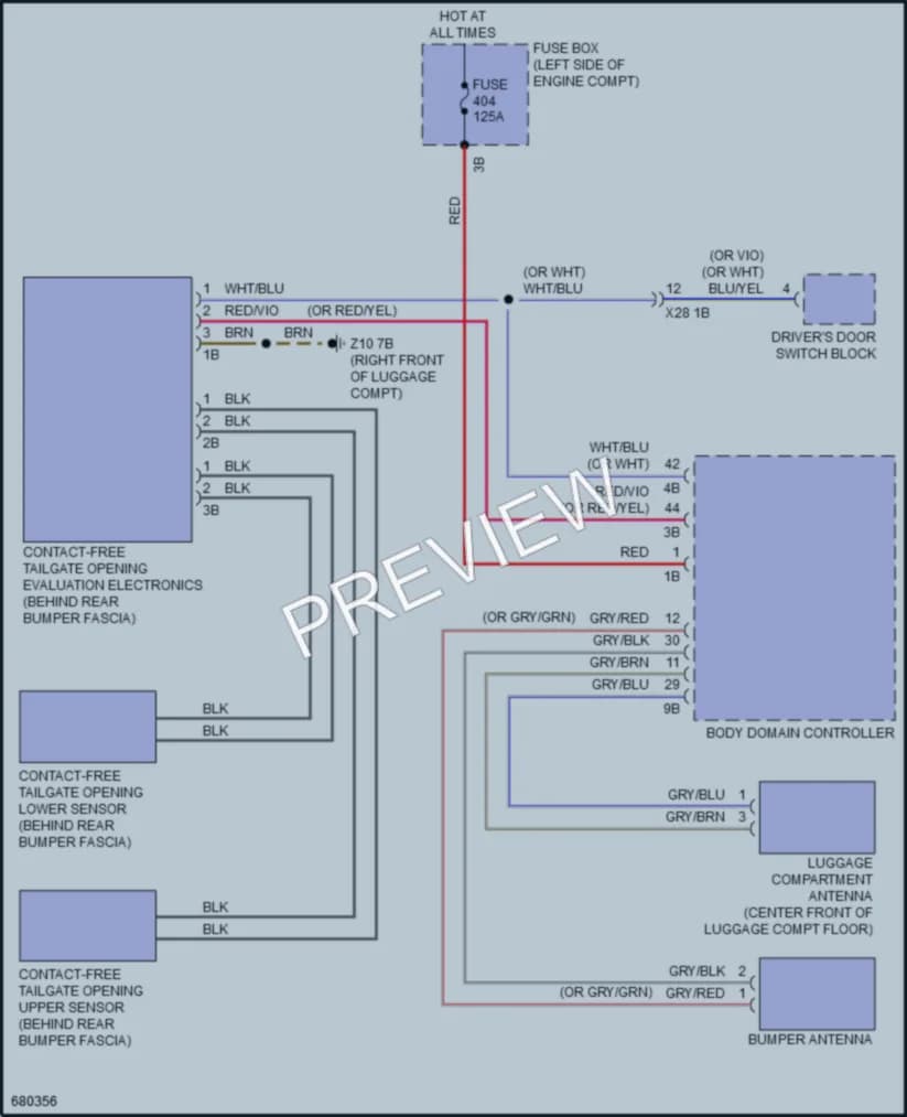 2019 BMW X1 Trunk Tailgate Fuel Door wiring diagram preview