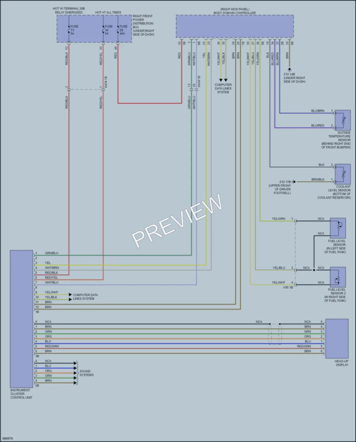 2019 BMW X3 Instrument Cluster wiring diagram preview