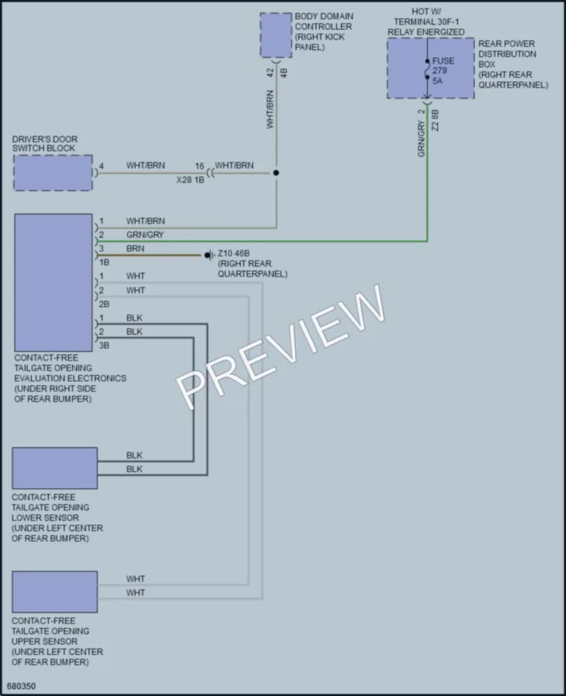2019 BMW X3 Trunk Tailgate Fuel Door wiring diagram preview