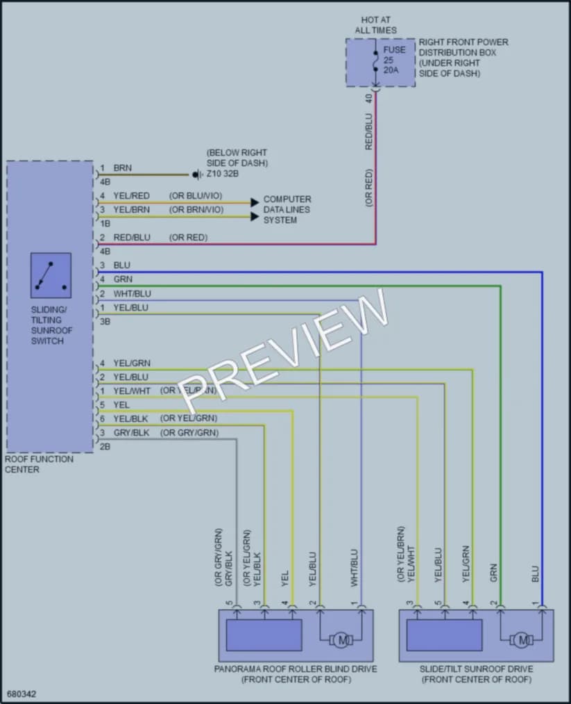2019 BMW X5 Power Top Sunroof wiring diagram preview