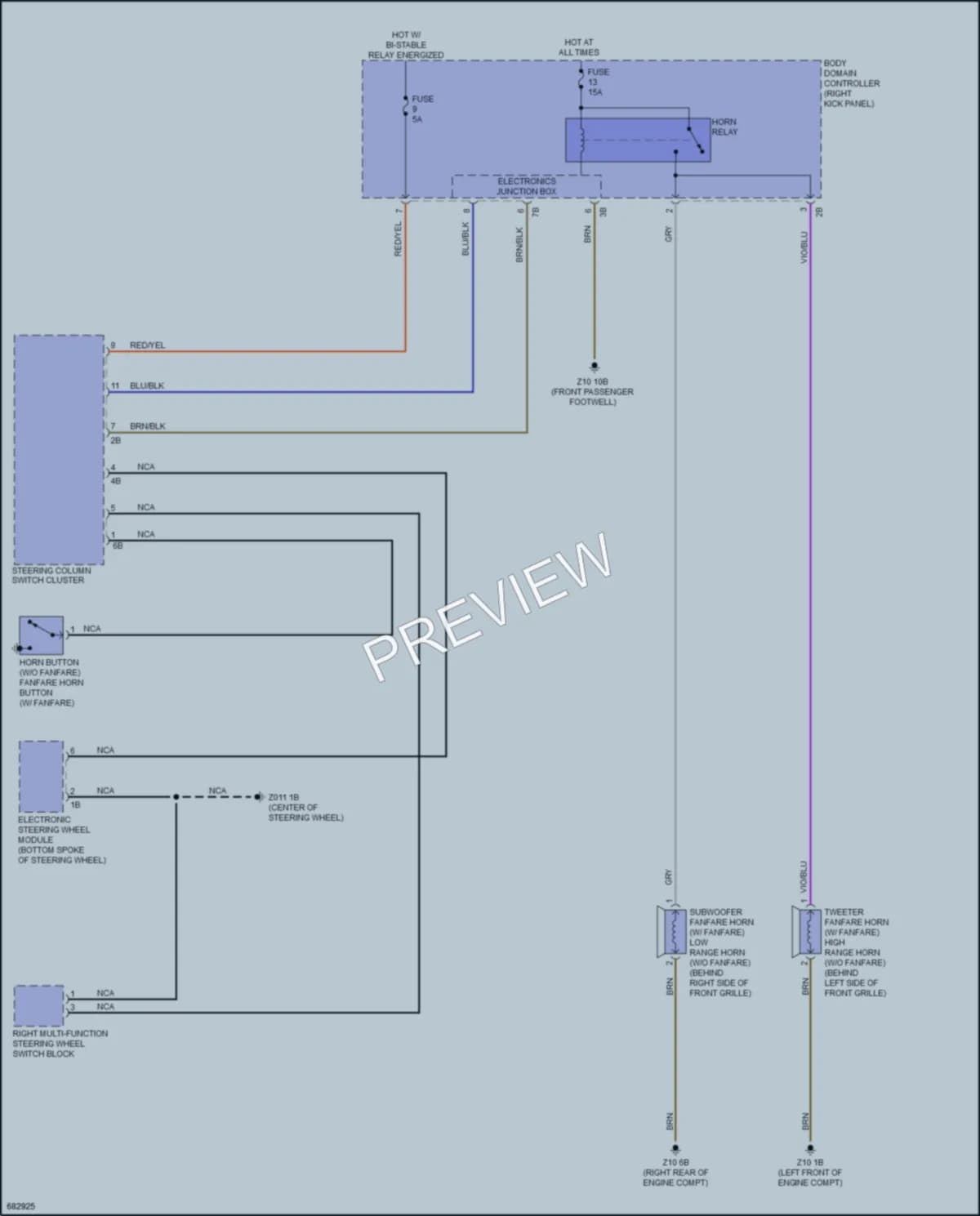 2019 BMW X6 Horn wiring diagram preview