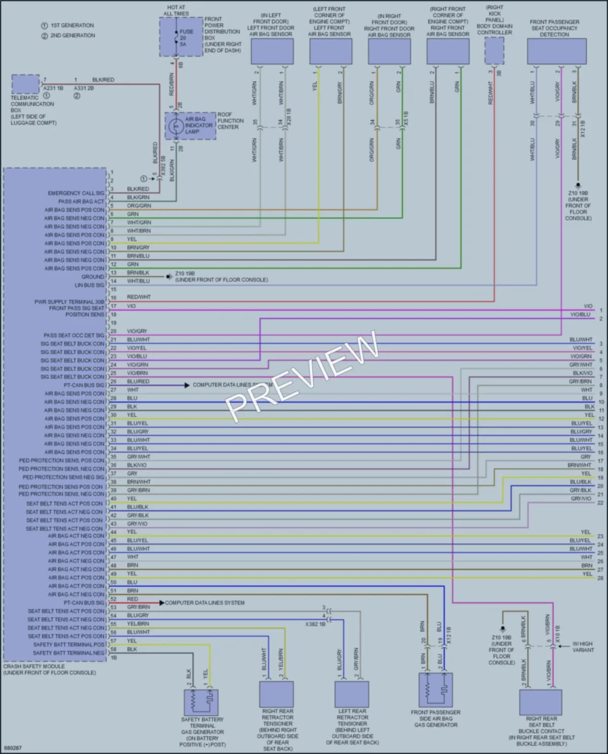 2019 BMW X6 Supplemental Restraints wiring diagram preview