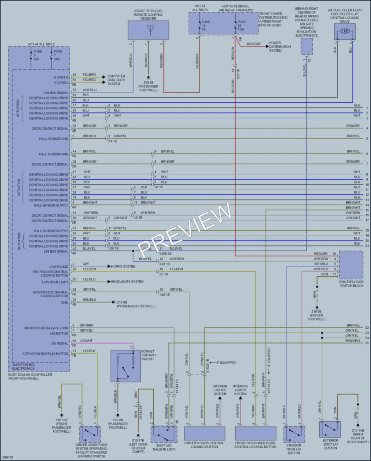 2019 BMW X6M Power Door Locks wiring diagram preview