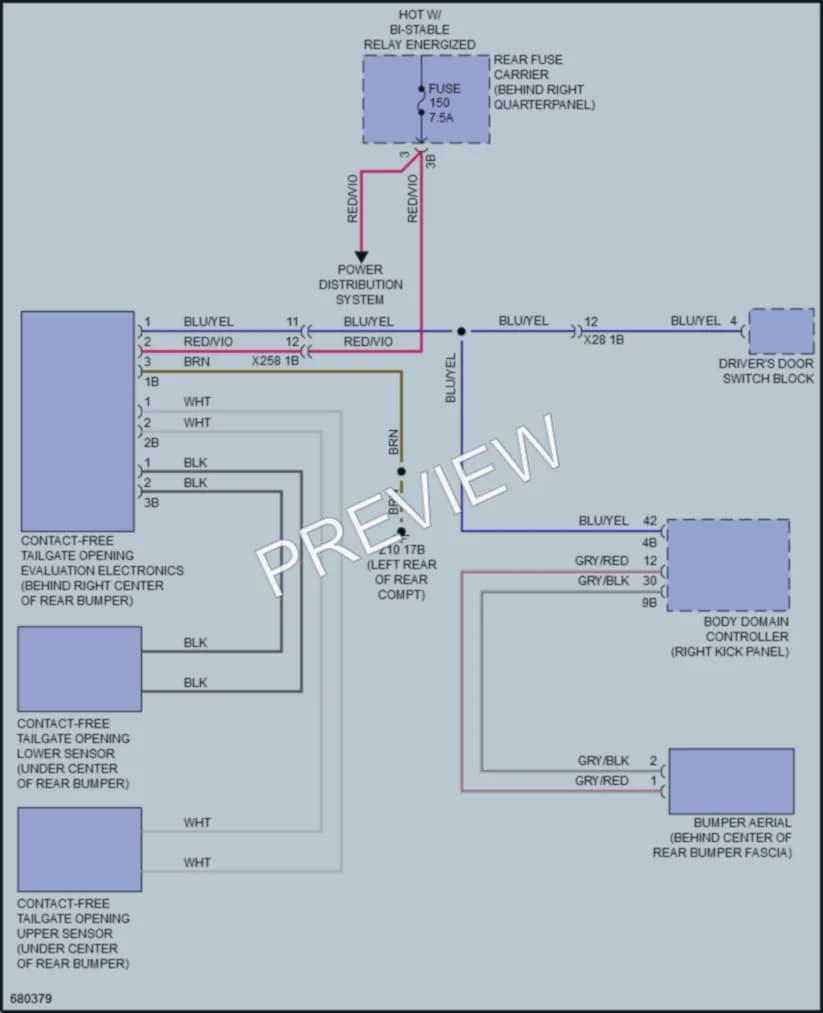 2019 BMW X6M Trunk Tailgate Fuel Door wiring diagram preview