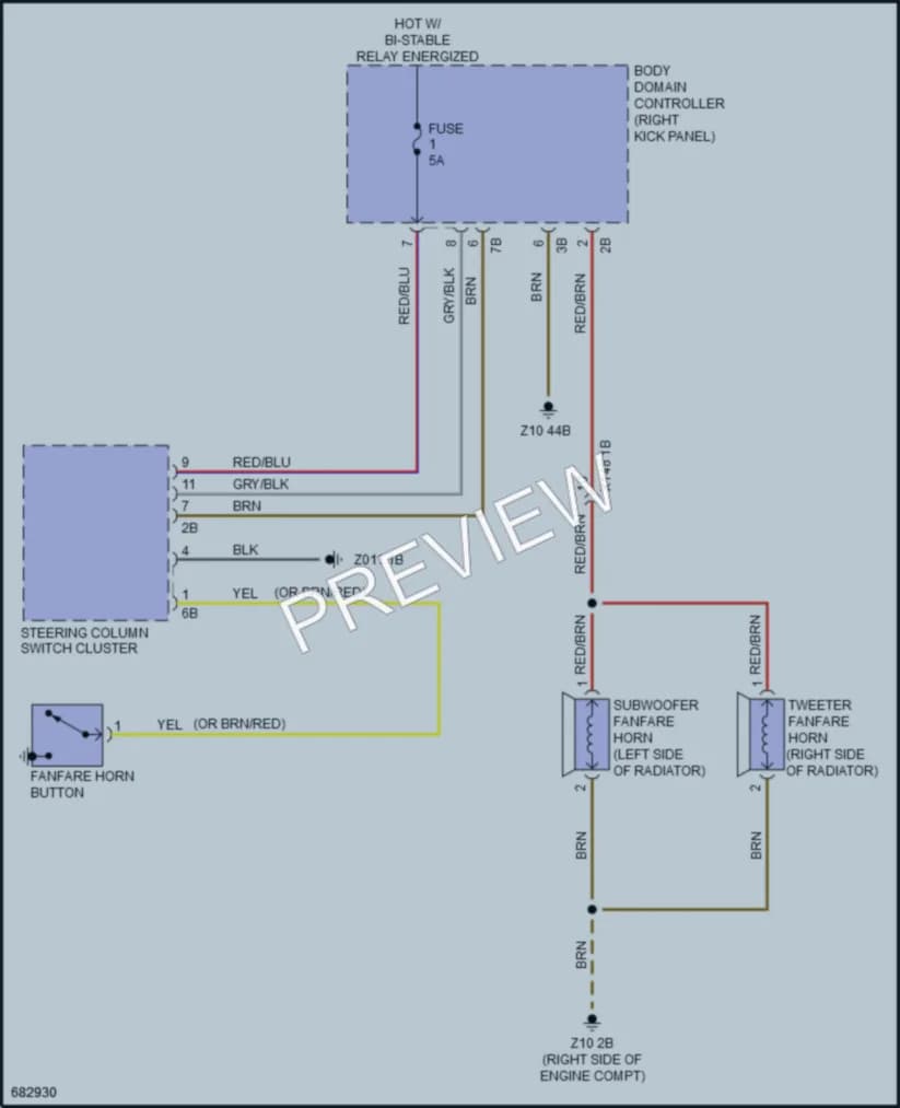 2019 BMW X7 Horn wiring diagram preview