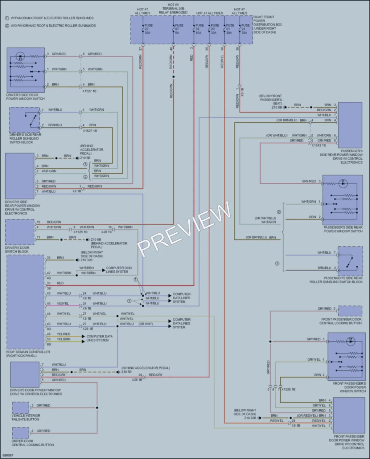 2019 BMW X7 Power Windows wiring diagram preview