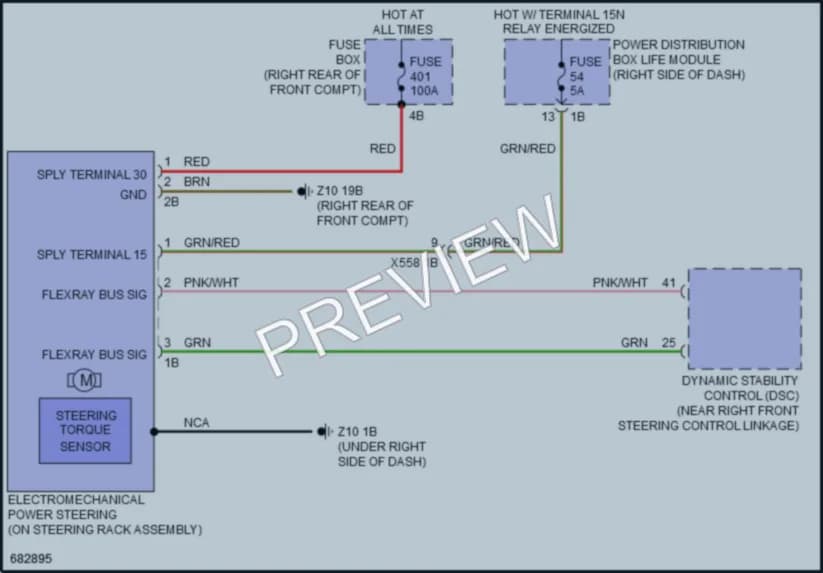 2019 BMW i3 Electronic Power Steering wiring diagram preview