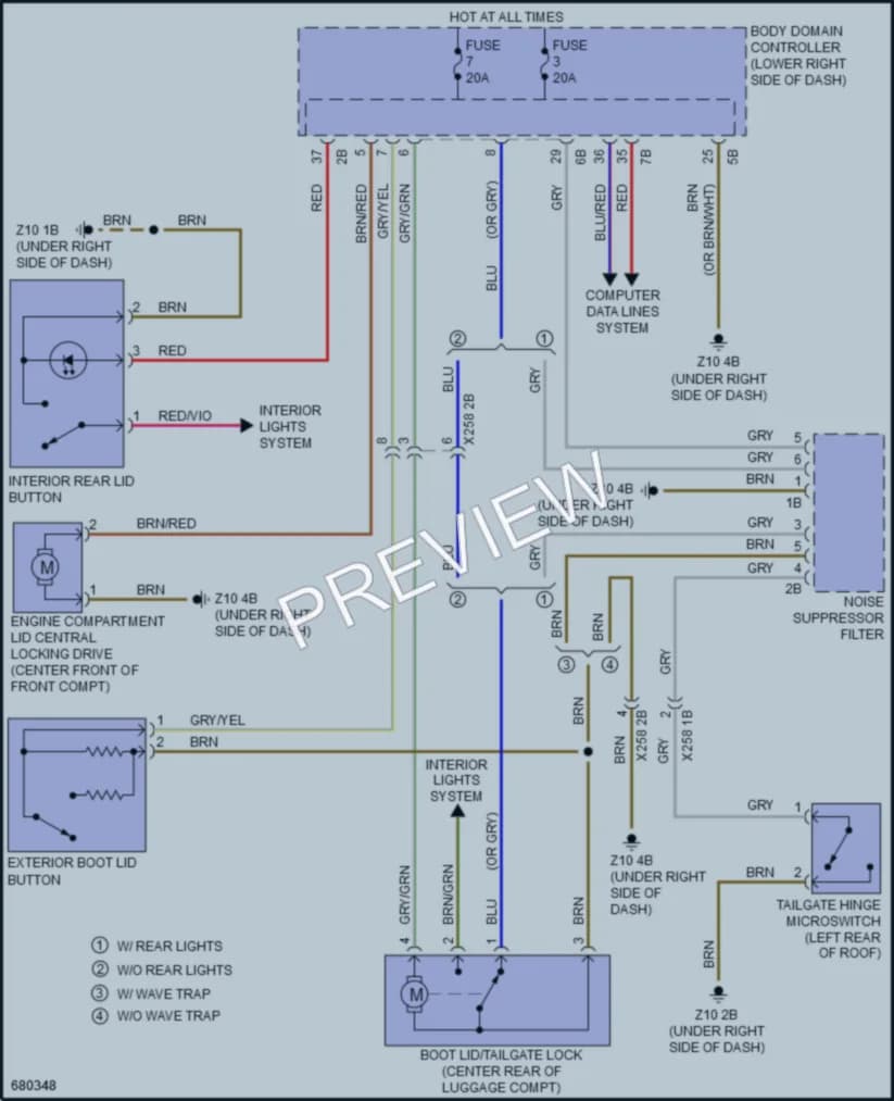 2019 BMW i3 Trunk Tailgate Fuel Door wiring diagram preview