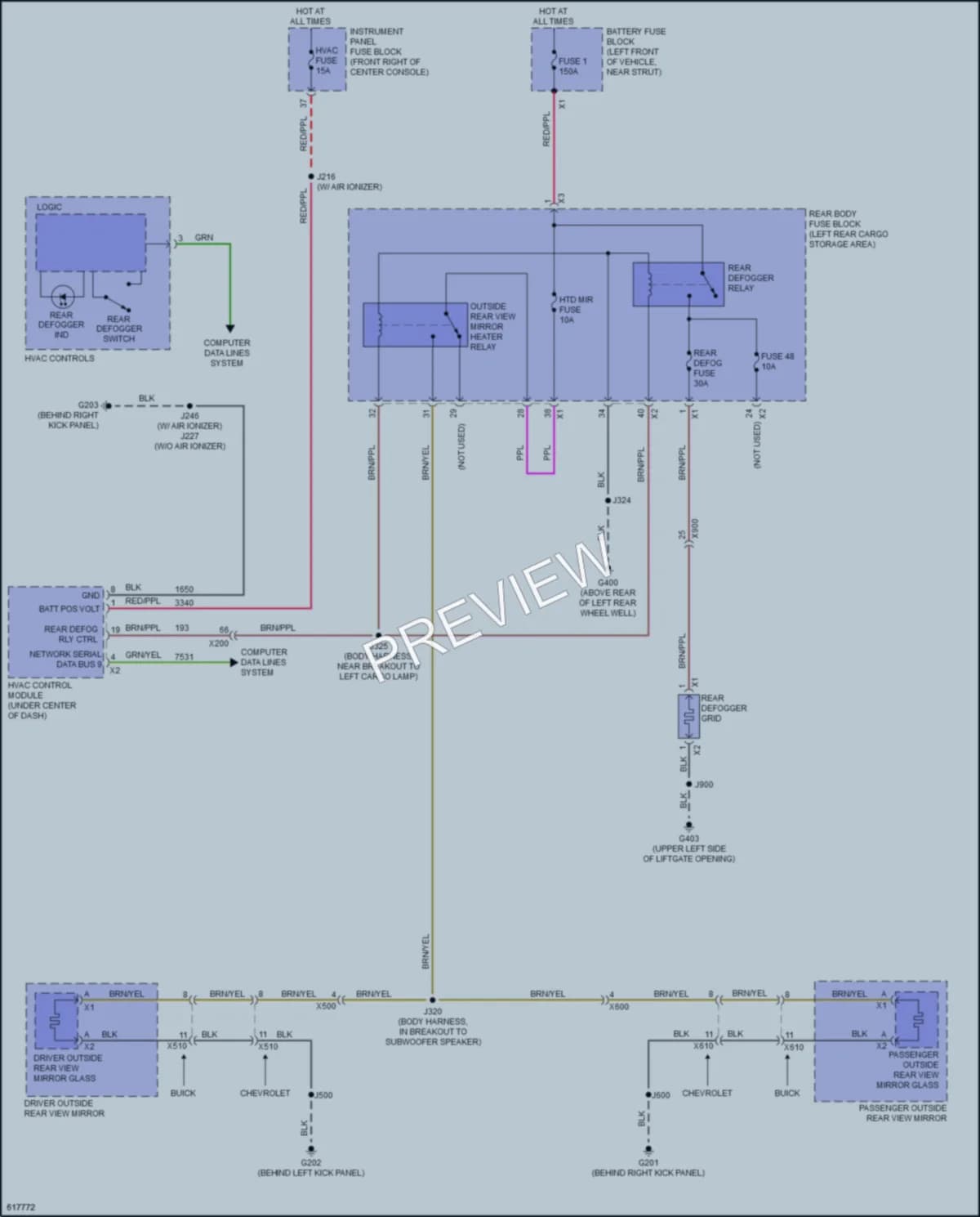 2019 Buick Enclave Defoggers wiring diagram preview