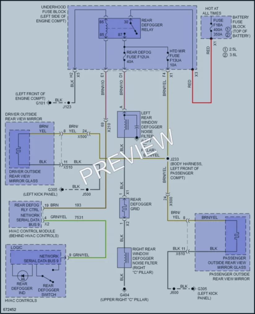 2019 Buick LaCrosse Defoggers wiring diagram preview