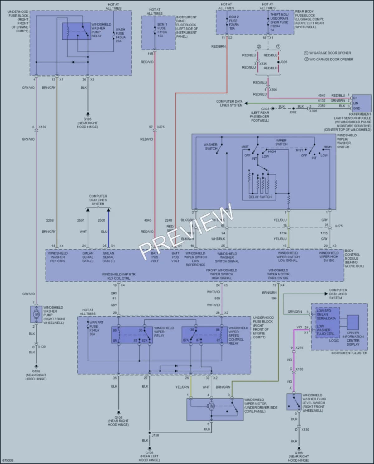 2019 Cadillac ATS Wiper Washer wiring diagram preview